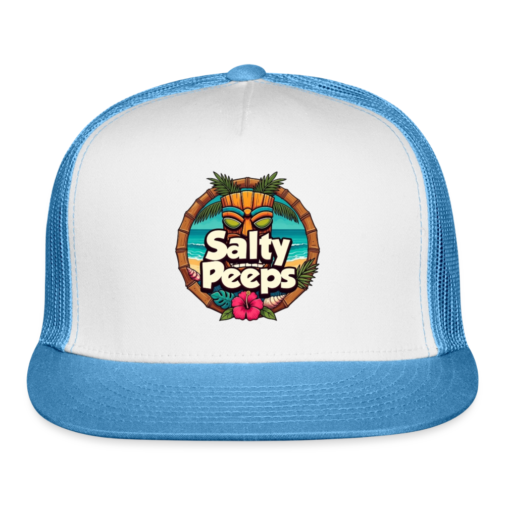 Tiki Trucker Hat - white/blue