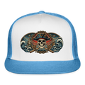 Pirate fish pole crossbones Trucker Hat - white/blue