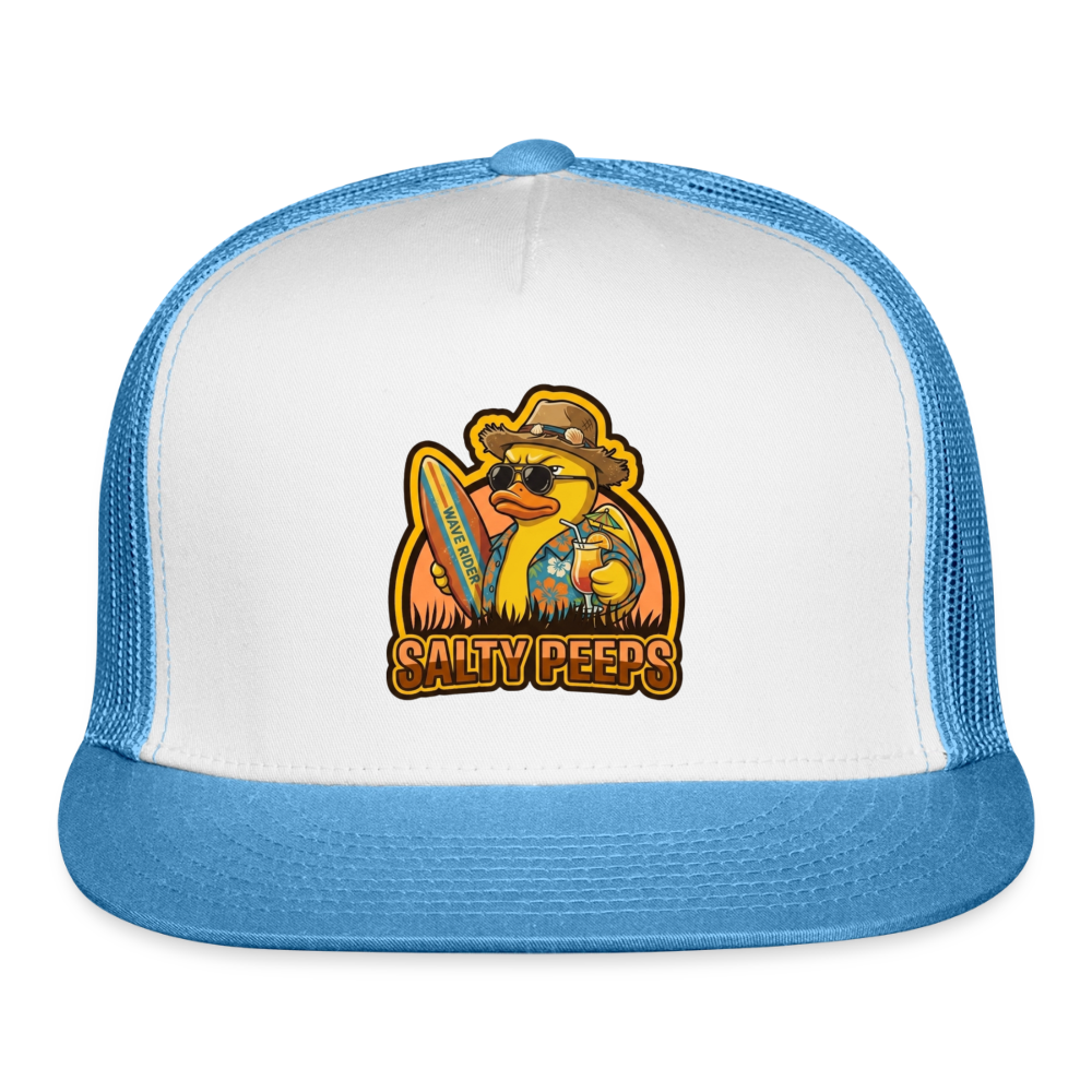 Salty Peeps Gold Badge Trucker Hat - white/blue