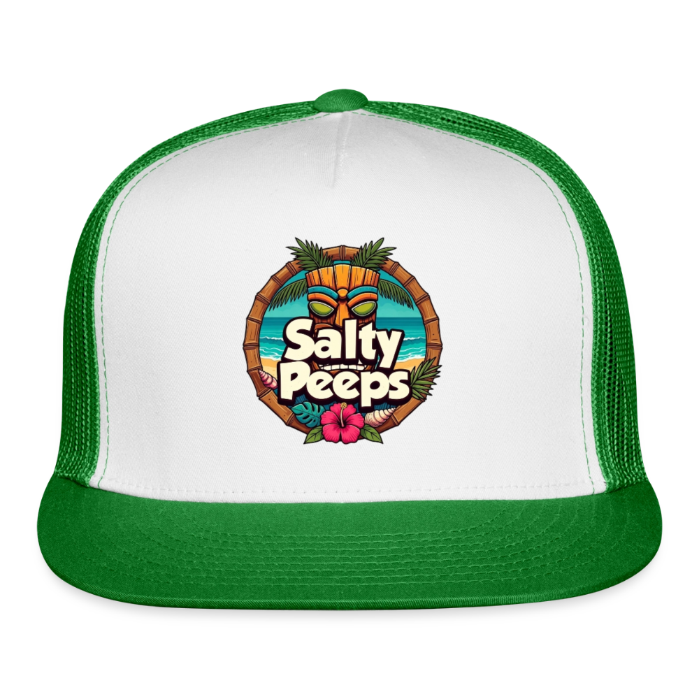 Tiki Trucker Hat - white/kelly green
