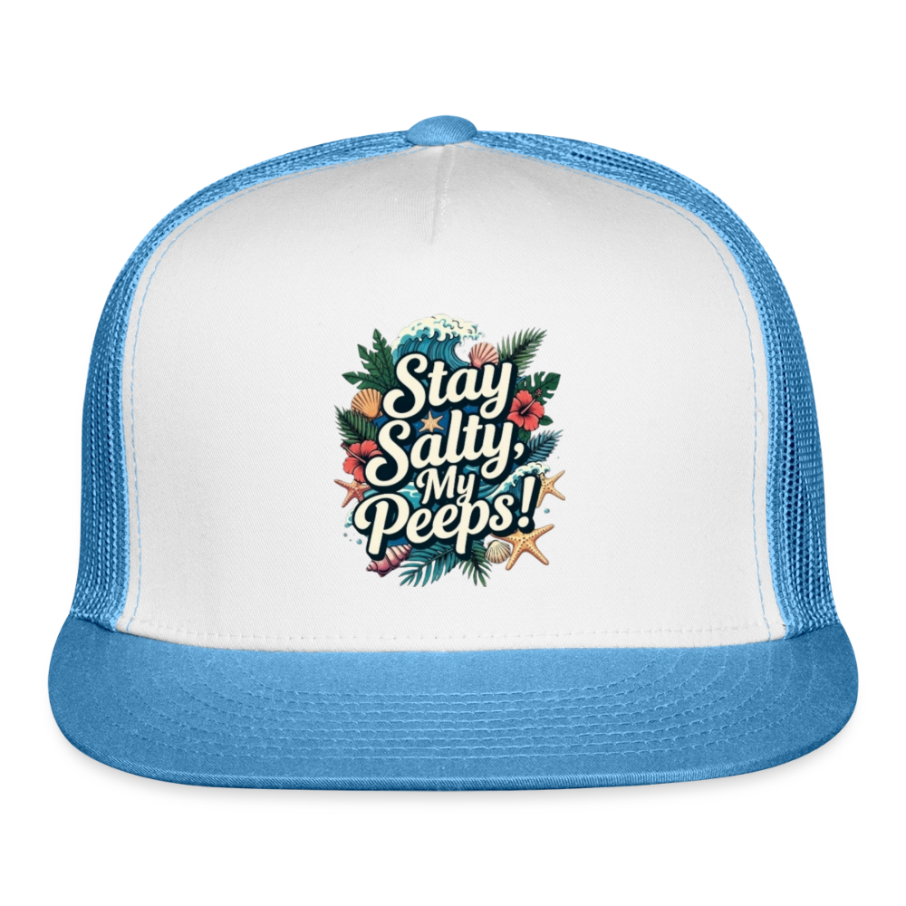 Stay Salty My Peeps Trucker Hat - white/blue