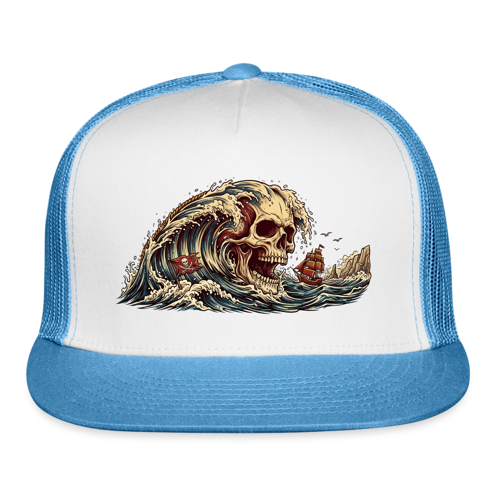 Pirate Wave Trucker Hat - white/blue