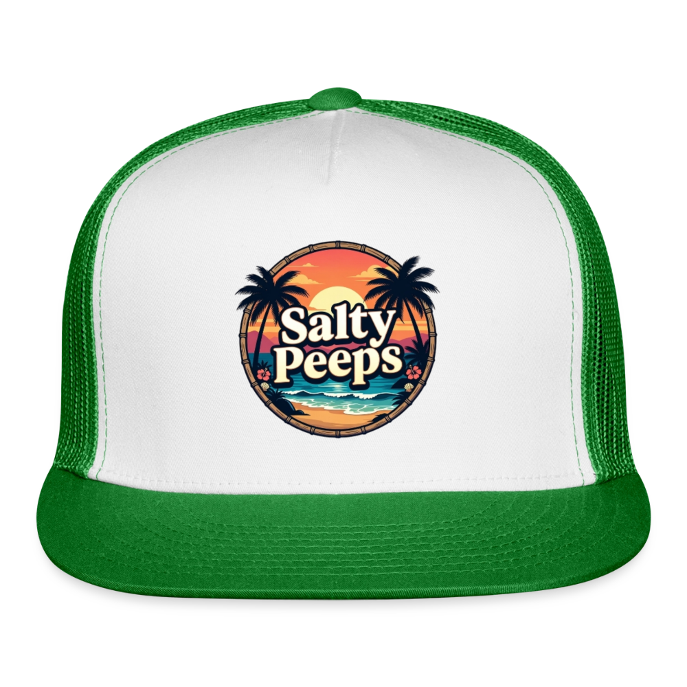 Sunset Trucker Hat - white/kelly green